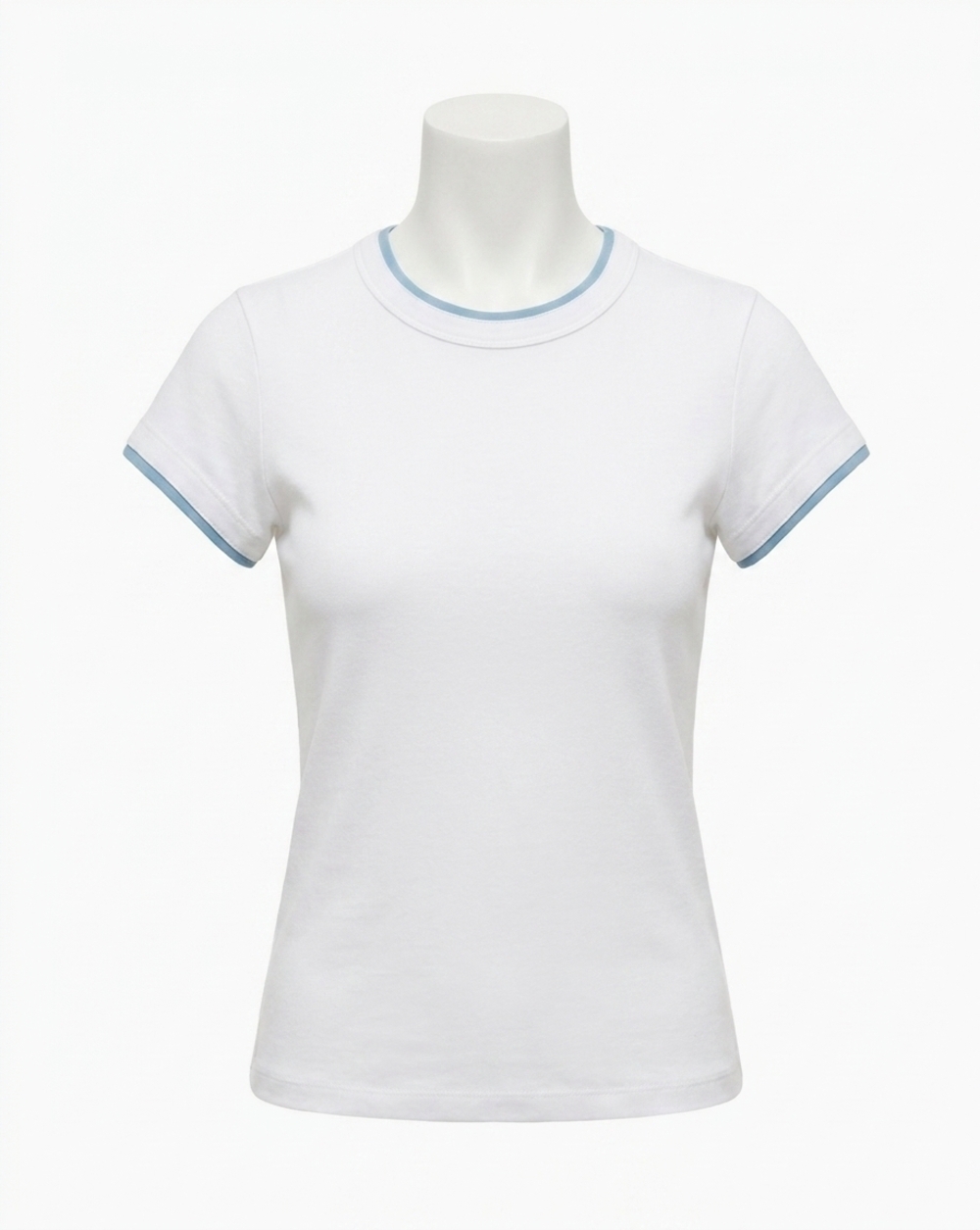 NEW VERONICA BEARD devin crewneck t-shirt in white/blue river